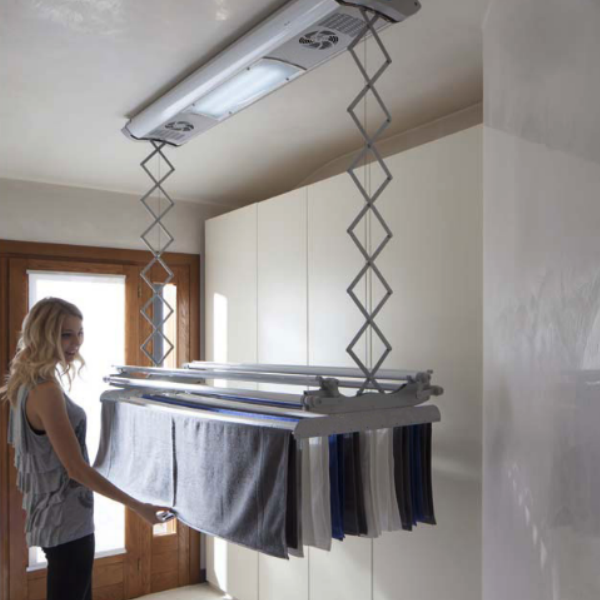 Ceiling-mounted space saving drying rack with remote control